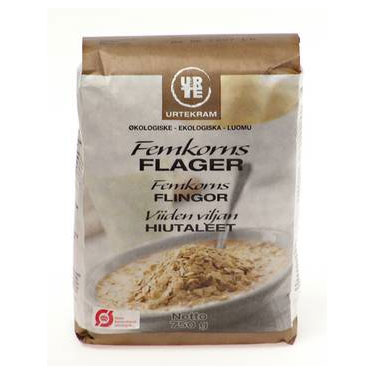 Se Femkornsflager kologisk 750gr fra urtekram hos Helsehelse.dk