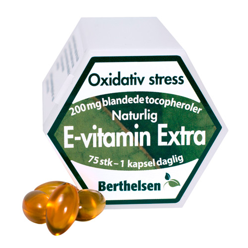 E-vitamin Ekstra 200 mg 75kap fra Berthelsen thumbnail