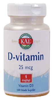 D-vitamin 25 mcg 100kap fra Kal thumbnail