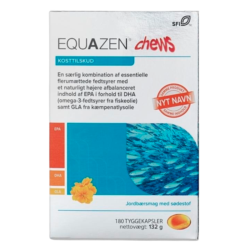  Equazen (Eye Q) Chews Fiskeolie m. Jordbærsmag (180 Tyggekapsler)