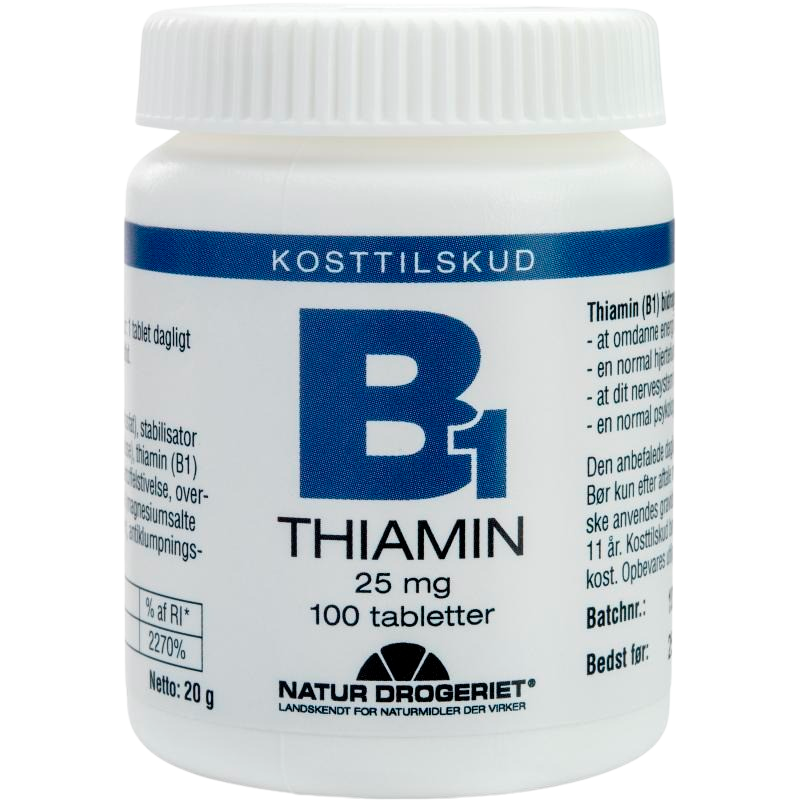 Se B1 vitamin 25 mg 100 tab hos Helsehelse.dk