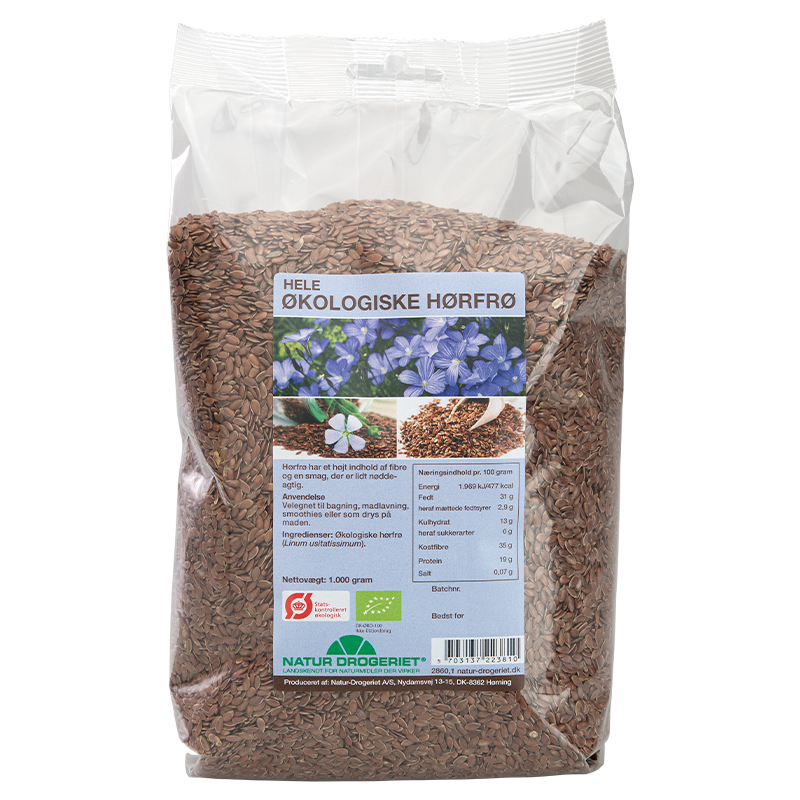 Hørfrø Hele Brune Økologisk 1 Kg. Naturdrogeriet