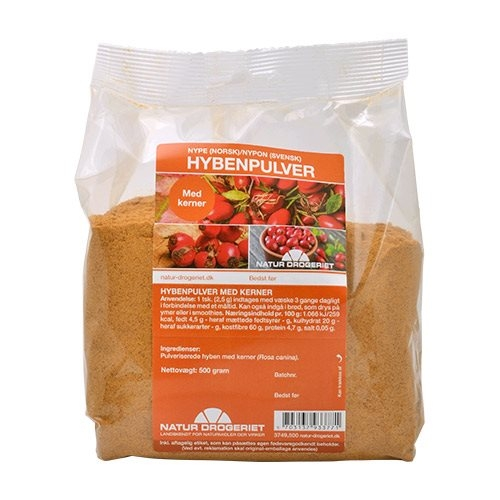 Billede af Hybenpulver fin med kerner 500gr fra Naturdrogeriet