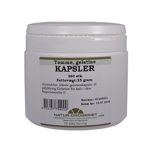 Gelatine Kapsler Tomme 360stk Fra Naturdrogeriet