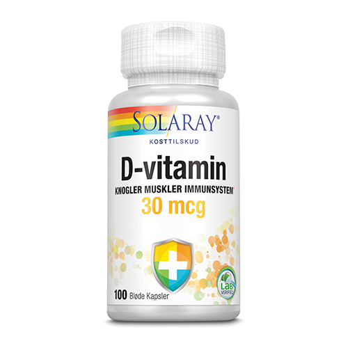 D-vitamin 30 mcg 100kap fra Solaray thumbnail