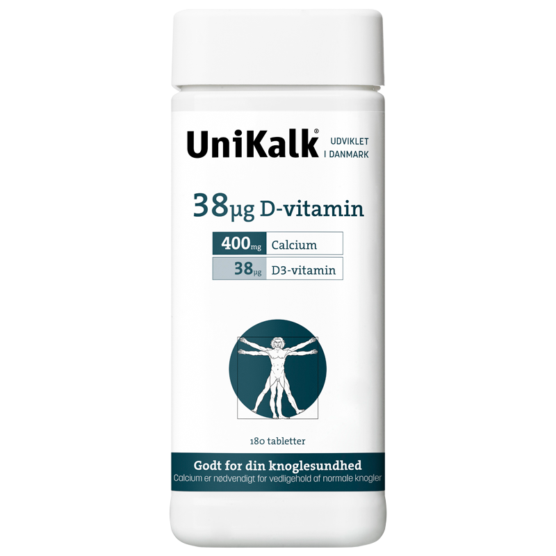  UniKalk 38 µg D-VITAMIN (180 stk)